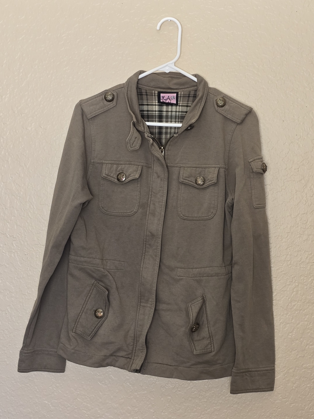 Vintage Y2K L.A. Kitty Military Utility Jacket Green Khaki Size Womens Large